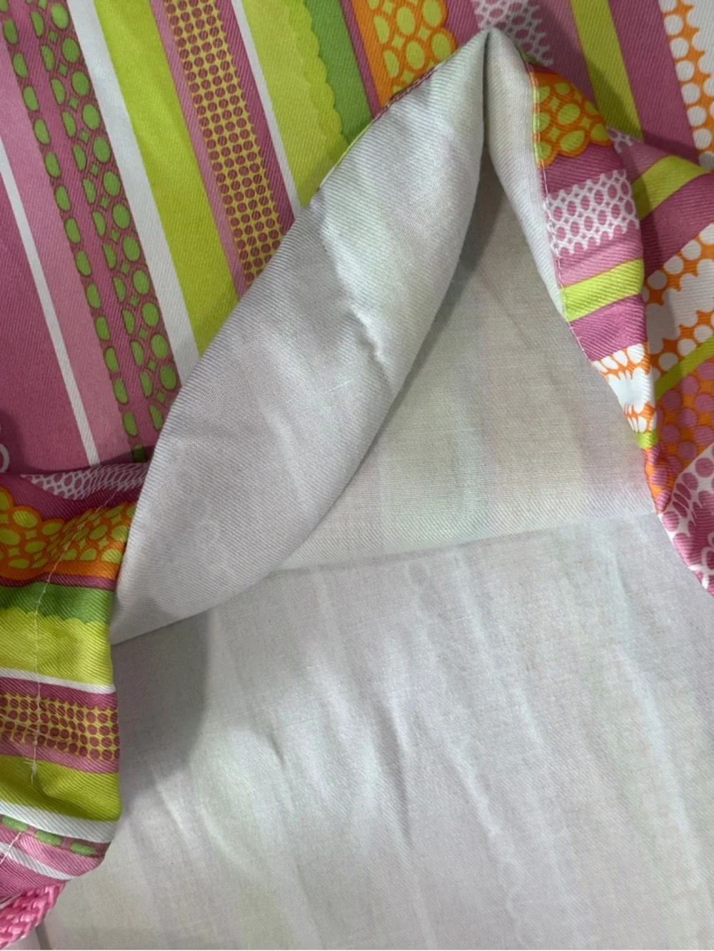 Striped Pink, White, Yellow & Green Laundry Bag w/ Drawstring